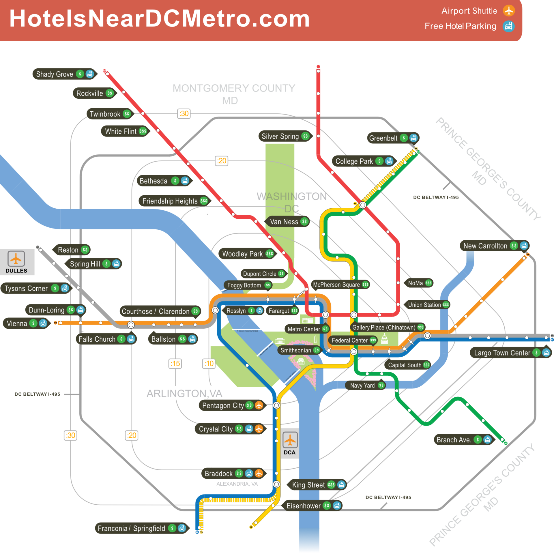 Hotels Near DC Metro Map